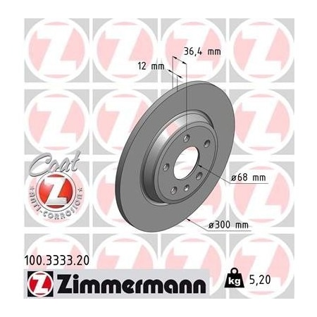 Zimmermann Rear Brake Rotor, 100333320 100333320